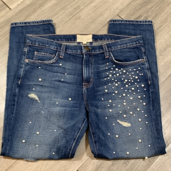 Current/Elliott L40904 Women's Destroy The Fling Pearl Accent Crop Jeans Size 28 - Picture 10 of 13